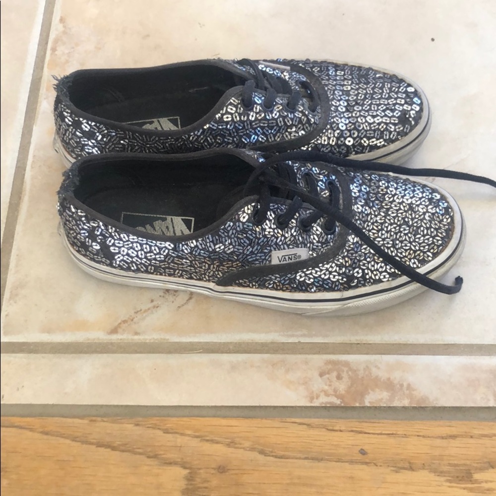 Sparkle sequin vans shoes black silver shiny